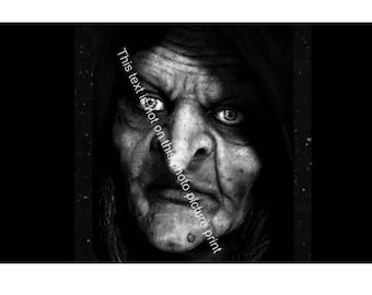 Black Witch Photo Creepy Halloween Vintage Print Spooky Wicca Psychic Witchcraft Old Hag Weird Magic Spell Collectible Dark Image 50C