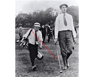 Golfer Francis Ouimet and His Golf Caddy golf sportsman vintage photo golfing print wall poster 56B