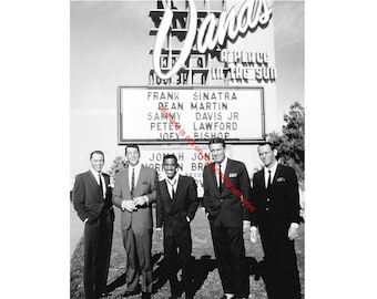 Rat Pack, Frank Sinatra, Dean Martin, Sammy Davis, Peter Lawford Joey Bishop Famous Las Vegas Strip Photo Picture Poster Celebrity Print 70C