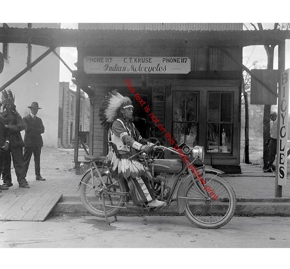Vintage Photo Indian Motorcycle Native American Chief Gift for