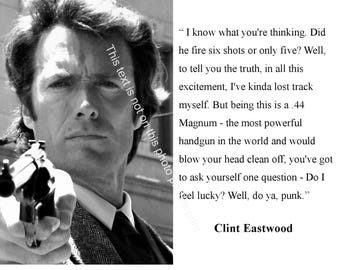 Clint Eastwood Dirty Harry Quote Make My Day Movie Photo Classic Film Print Black White Picture Celebrity Collectible Hollywood Star 5902