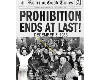 Prohibition Ends Speakeasy 1930's Prohibition Era Police Bootlegger Moonshine Illegal Bar Beer Alcohol Ban Bar Wall Art Vintage Photo 9687