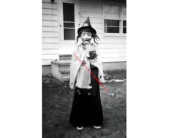 Vintage Photo Witch Witchcraft Halloween Witches Spooky Old Vintage Photo Psychic Wicca Black White Magic Photography Weird Photo Print 99A