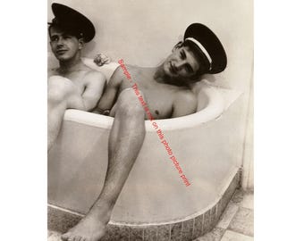 Vintage Gay Male Photo Print Erotic Bath Men Sexy Homosexual Man Art Sensual Portrait Collectible Retro Masculine Nude Romantic 7202