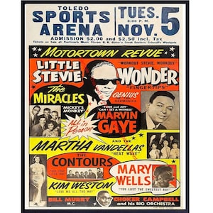 Motown Music Poster Stevie Wonder Marvin Gaye African American Culture Black History Wall Art Print Concert Retro Vintage Soul 60s 70s E302