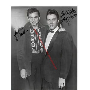Elvis Presley Johnny Cash Autographed Photo Print Signed Poster Music Celebrity Art Collectible Retro Rock Country Star Memorabilia 10020