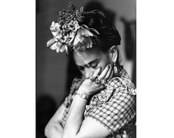 Frida Kahlo Vintage Photo Black White Portrait Artist Painter Print Poster Wall Art Retro Collectible Unique Gift Feminist Inspiration E049