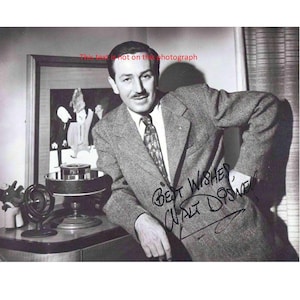 Walt Disney Autographed Photo Signed Print Mickey Mouse Picture Autograph Poster RP Celebrity Vintage Snapshot Disney Memorabilia Image 9818