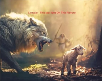 Jesus and Lamb Wall Art Jesus Running After Lost Lamb Picture Wall Art 5X7 8x10 8.5x11 inch size Print GG308