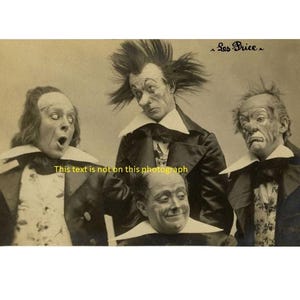 Scary Circus Clowns Funny Clown Weird Creepy Circus Act Scary Halloween Freaky Fright Vintage Photo Print Black and White Photograph 485