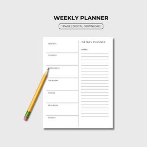Weekly Planner Printable | Weekly Goal Planner | Weekly To Do List | Weekly Habit Tracker | Weekly Agenda & Organizer