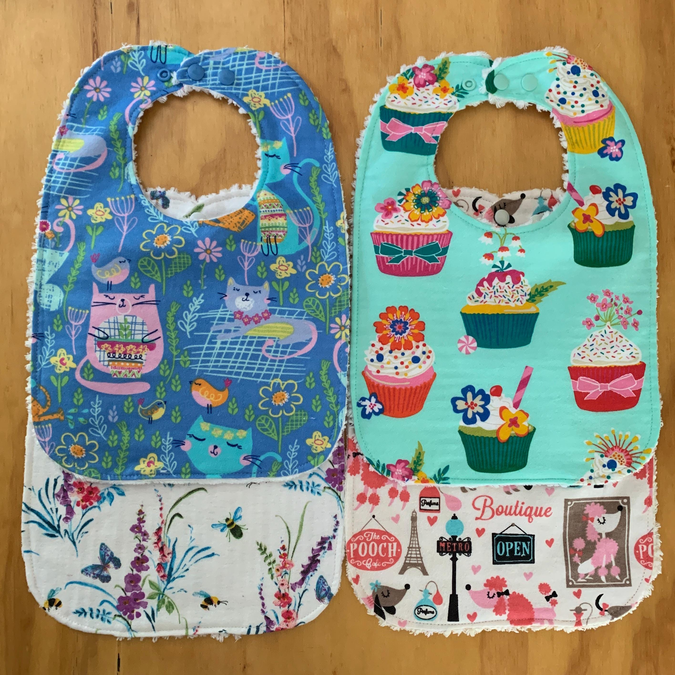 Big Kid Bibs, 10 x 13 1/2 inches, Fancy Flannel & Chenille, Choose a Print, Large Bibs, Fits 5-8 Years, Special Needs
