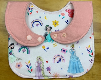 Toddler Bib, Princess Moisture Proof, 8 1/2 x 12 inches, 4 Layers, Batting,