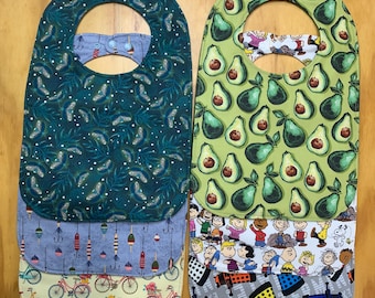 Pre-teen Bibs, Choose Print, Moisture Proof, 10 1/2 x 15 inch