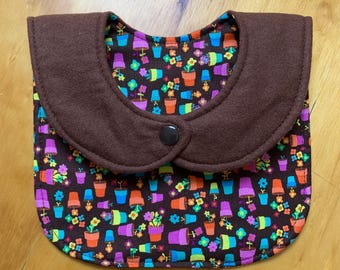 Babero reversible para bebé, triple capa, cierre a presión, macetas, niña, listo para enviar