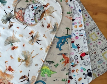 Baberos divertidos para adolescentes, elige tu estampado, 12 1/2 x 17 pulgadas, a prueba de humedad, doble cierre, listos para enviar