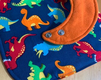 Extra Large Moisture Proof Bib, Colorful Dinosaurs, 4 Layer, Double Snap Closure