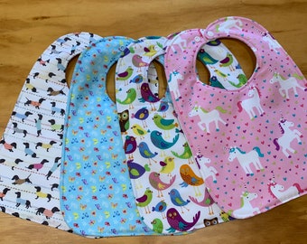 Big Kid  Moisture Proof Bibs, Choose Your Sweet Print, Double Snap, 9 1/2 x 13 inches