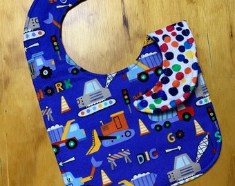 Toddler Size Moisture Proof Bib, 8 1/2 x 12 inches, Construction, 4 Layer, Double Snap Closure