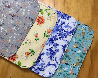 Lovely Floral Teen Bibs, Choose Your Print, 12 1/2 x 17 inch, Moisture Proof, Double Snap, ready to ship