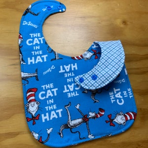 Toddler Size Moisture Proof Bib, Dr. Seuss, 4 Layer, Cat in the Hat Double Snap Closure