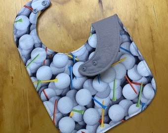 Babero impermeable para niños pequeños, 8 1/2 x 12 pulgadas, estilo golf, 4 capas, cierre a presión doble