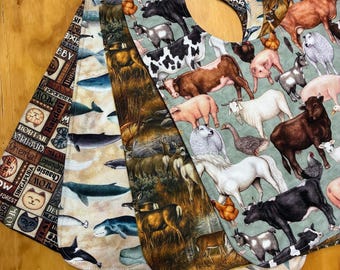 Baberos para adolescentes, elige tu estampado animal, 32 x 43 cm, impermeables, doble broche, listos para enviar