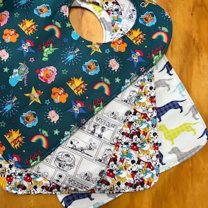 Fun Teen Bibs, Choose Your Print, 12 1/2 x 17 inch, Moisture Proof, Double Snap, ready to ship