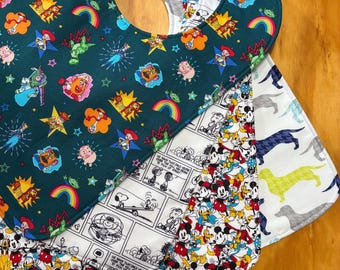 Fun Teen Bibs, Choose Your Print, 12 1/2 x 17 inch, Moisture Proof, Double Snap, ready to ship