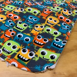 Flannel Burp Cloth and Bib with Chenille Back, Fun Monsters image 4