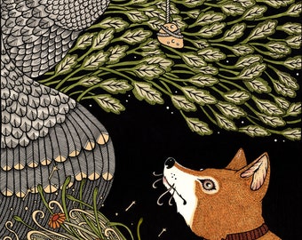 The Fox and the Crow - Giclee Fine Art Prinnted- Signed