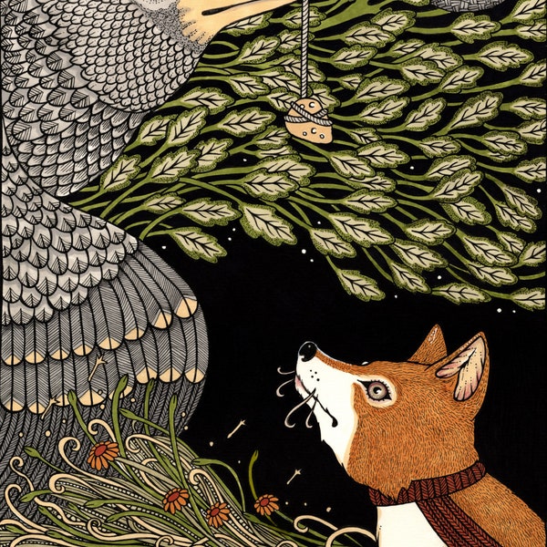 The Fox and the Crow - Giclee Fine Art Prinnted- Signed