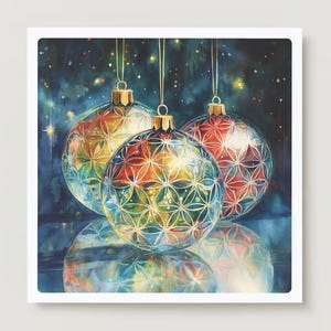 Carte de Noël fleur de vie | Carte de vœux carrée 5,5 x 5,5 avec insertion de symboles | Décoration de Noël à géométrie sacrée