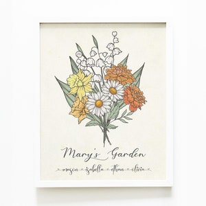 Custom Birth Flower Bouquet Art: Family Keepsake Poster (Digital or Physical)