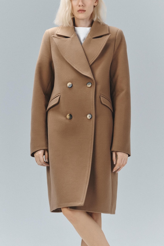 Brown Women's Classical Coat, Brown Long Jacket, Wool Long Coat