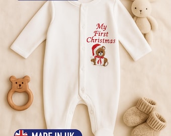 My First Christmas Baby Grow - Personalised Baby Sleepsuit - First Christmas Outfit - newborn Gift - Custom Baby Clothes Xmas