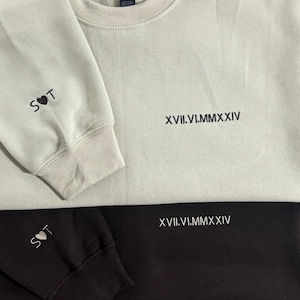 Customised Hoodie for Couples, Personalised Sweatshirt with Roman Numerals Unique Anniversary Gift Matching His and Hers Engagement Date