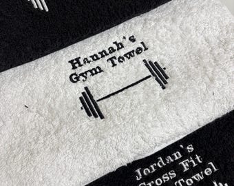 Personalized Gym Towel with Zip Pocket, Embroidered Cotton