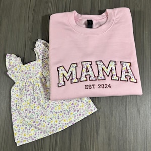 Suéter para mamá, recuerdo de ropa de bebé bordada, sudadera para mamá, regalo para ella, regalo para el Día de la Madre, aplique personalizado