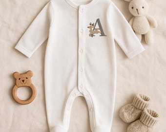 Embroidered Personalised Christmas Romper - Baby Christmas Outfit - First Christmas Baby Gift - Christmas Eve Box Keepsake