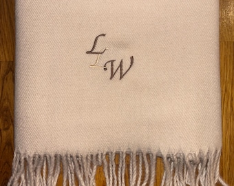 Personalized Oversized Scarf - Embroidered Initial Acrylic Winter Scarf