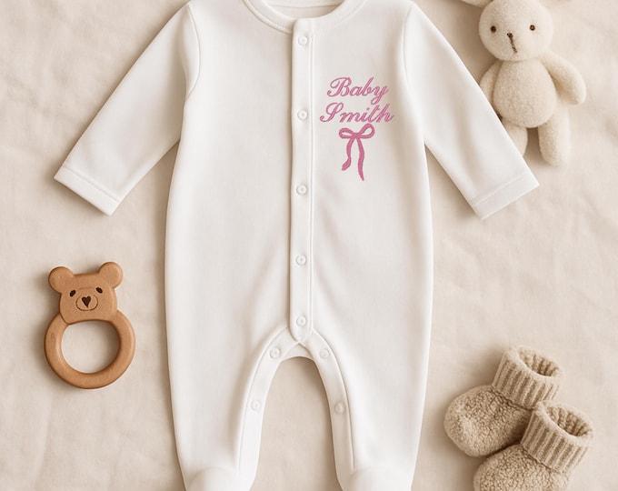 Personalized Baby Girl Romper – Embroidered Name Bodysuit