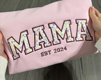 Personalised Mum Sweatshirt | Custom Mom Keepsake Sweatshirt using Baby Outfit | Embroidered | First Mothers Day Gift | Gift For Her |
