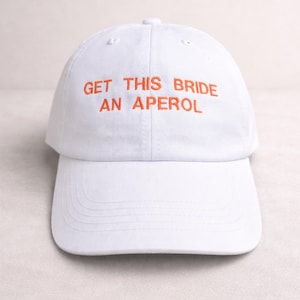 Hoed bruid: een aperol voor deze bruid, vrijgezellenfeesthoed, accessoires vrijgezellenfeest, vrijgezellenfeest, cadeau vrijgezellenfeest, outfit bruiloft weekend
