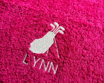 Personalised Golf Towel - Embroidered Golf Club Design - Personalised Golf Towel Gift