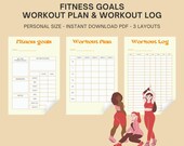 Workout Planner Printable, Fitness Goals, Exercise Log, Workout Calendar, Fitness Planner, Workout Tracker, Personal size insert