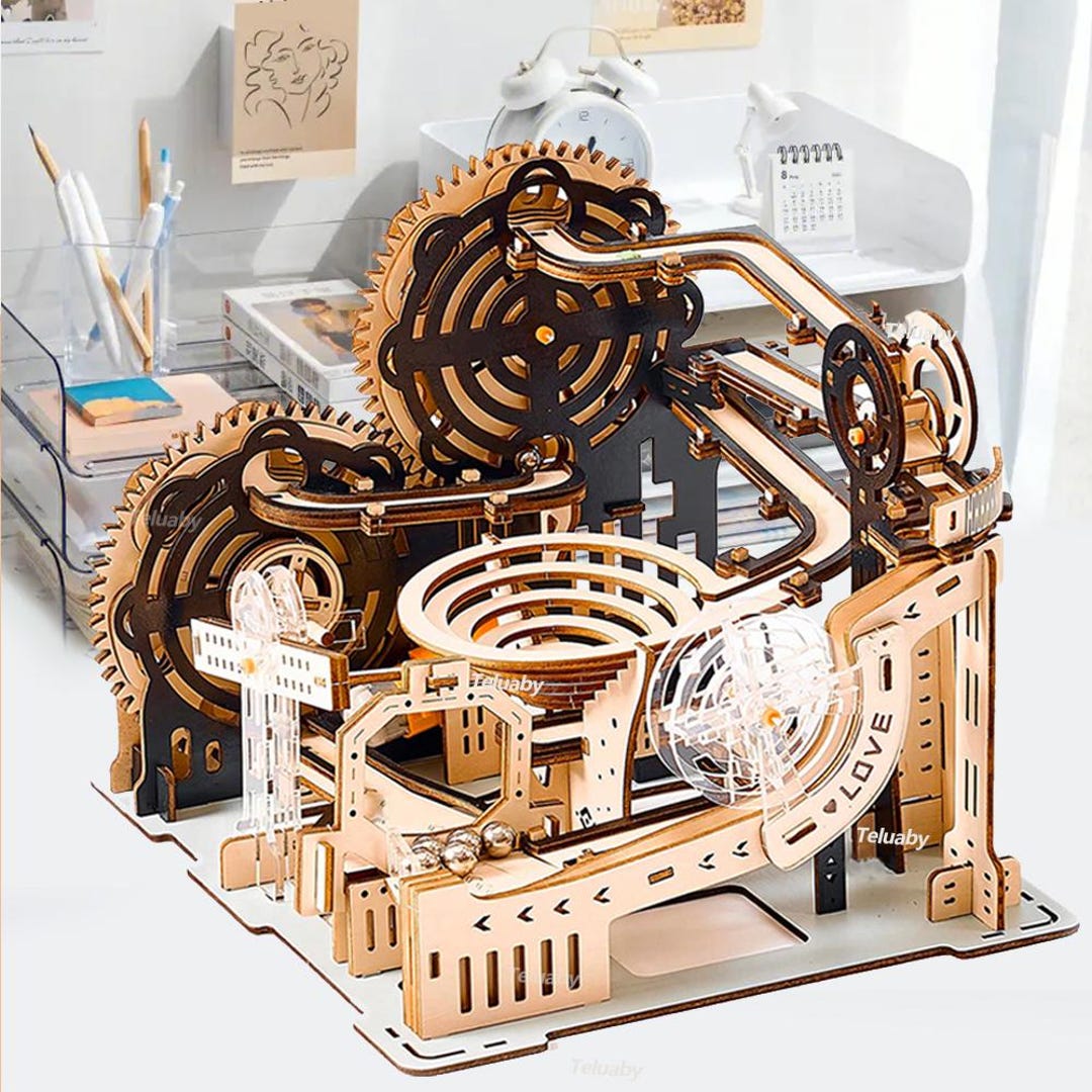 3D Wooden Puzzle Marble Run Set DIY Mechanical Model Kits, STEAM ...