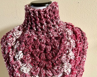 holiday triangle cowl winter scarf | cozy christmas kerchief | sparkly red scarf | gift for her