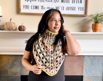chunky triangle cowl scarf | puffy kerchief winter scarf | made to order | gift for her