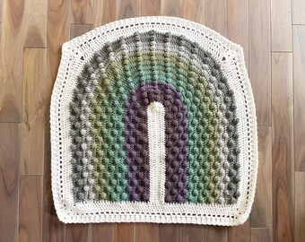 gender neutral purple and green rainbow bobble crochet blanket | newborn baby blanket | baby shower gift | unisex colors